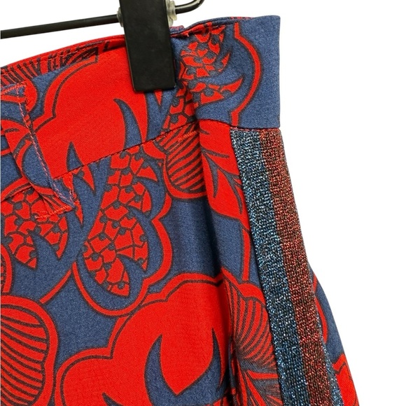 Desigual Floral Trouser Palazzo Size 36 / 8US Red Navy Boho Print Varsity Stripe - Picture 5 of 16